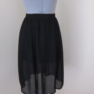 LUCCA COUTURE, URBAN OUTFITTERS, BLACK SHEER GATHERED WAIST FLOWING SKIRT,SIZE 6